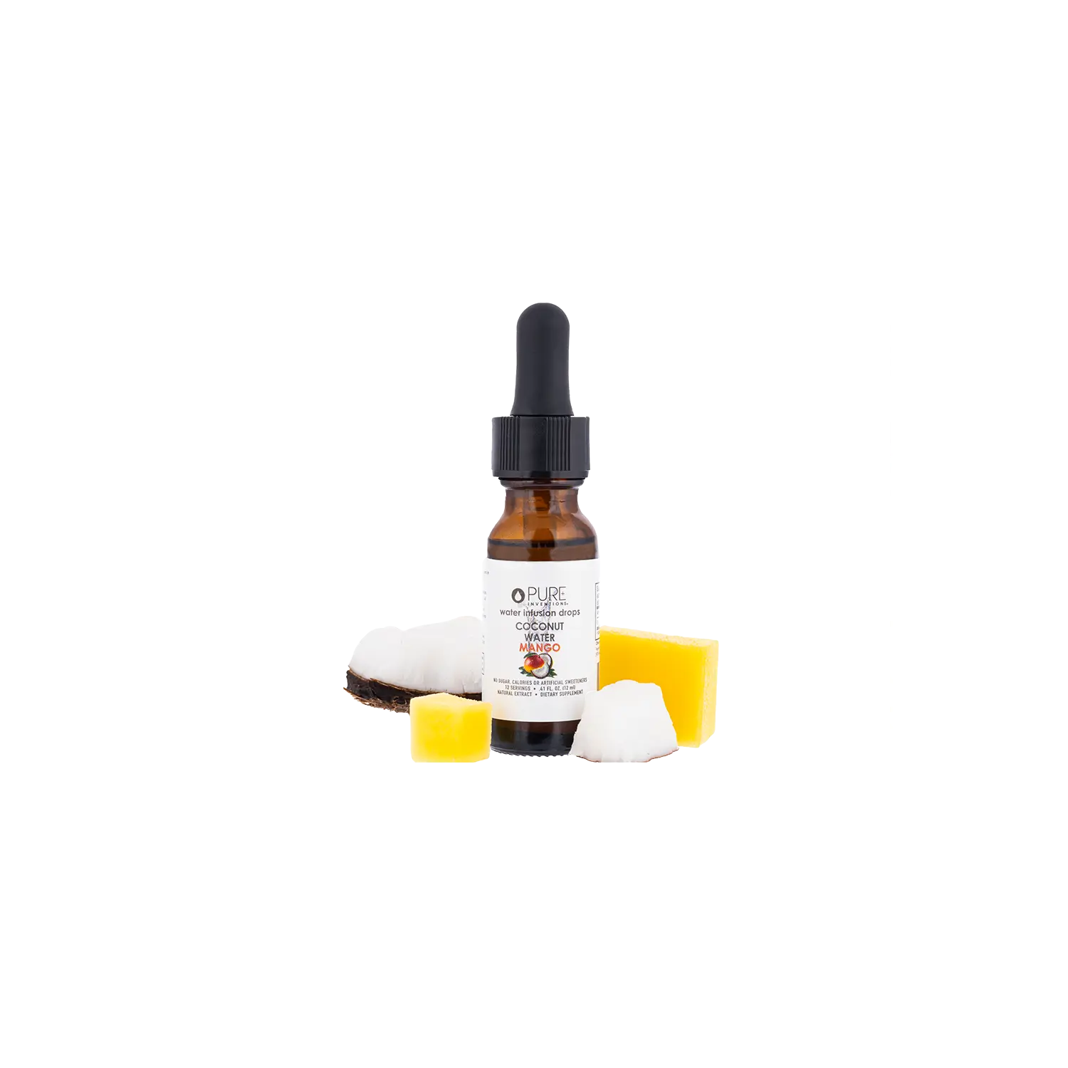 Pure Inventions Premium Mango Coconut Water Premium Water Infusion Drops – Deluxe Travel Size – 12 Servings