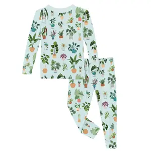 Print Long Sleeve Pajama Set in Fresh Air House Plants