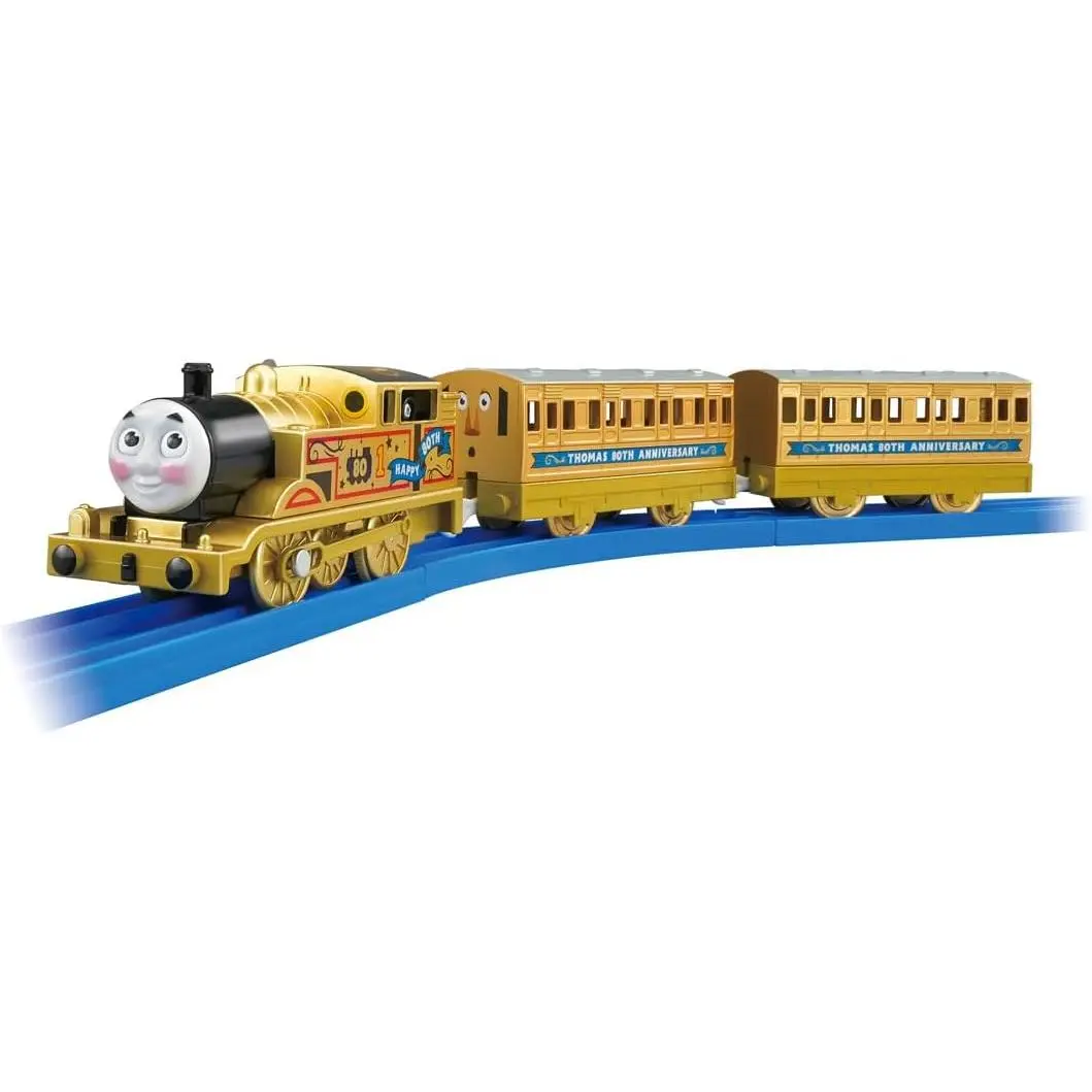 Takara Tomy Plarail Thomas, Thomas the Tank Engine Original Publication 80th Anniversary, Gold Plarail Thomas, Train Toy, Ages 3 and Up
