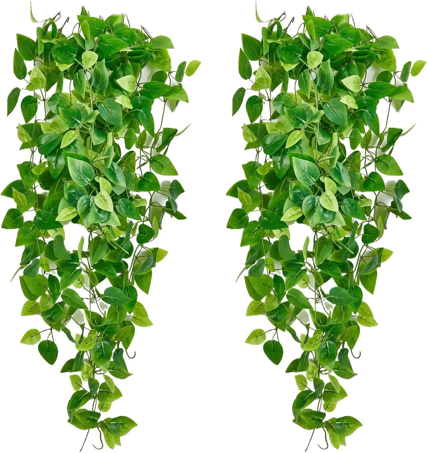 2pcs Synthetic Hanging Vine Fake Plants - Plastic Fake Greenery Artificial Ivy with Decorative Fruit, No Basket, for Indoor/Outdoor Farmhouse Home Improvement & Garden Decor (Natural Look), 3.6 Ft Long