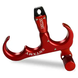 360° Rotatable Bow Release Compound Bow Red 3-Finger Thumb Release for Bow Hunting Archery Release Aid