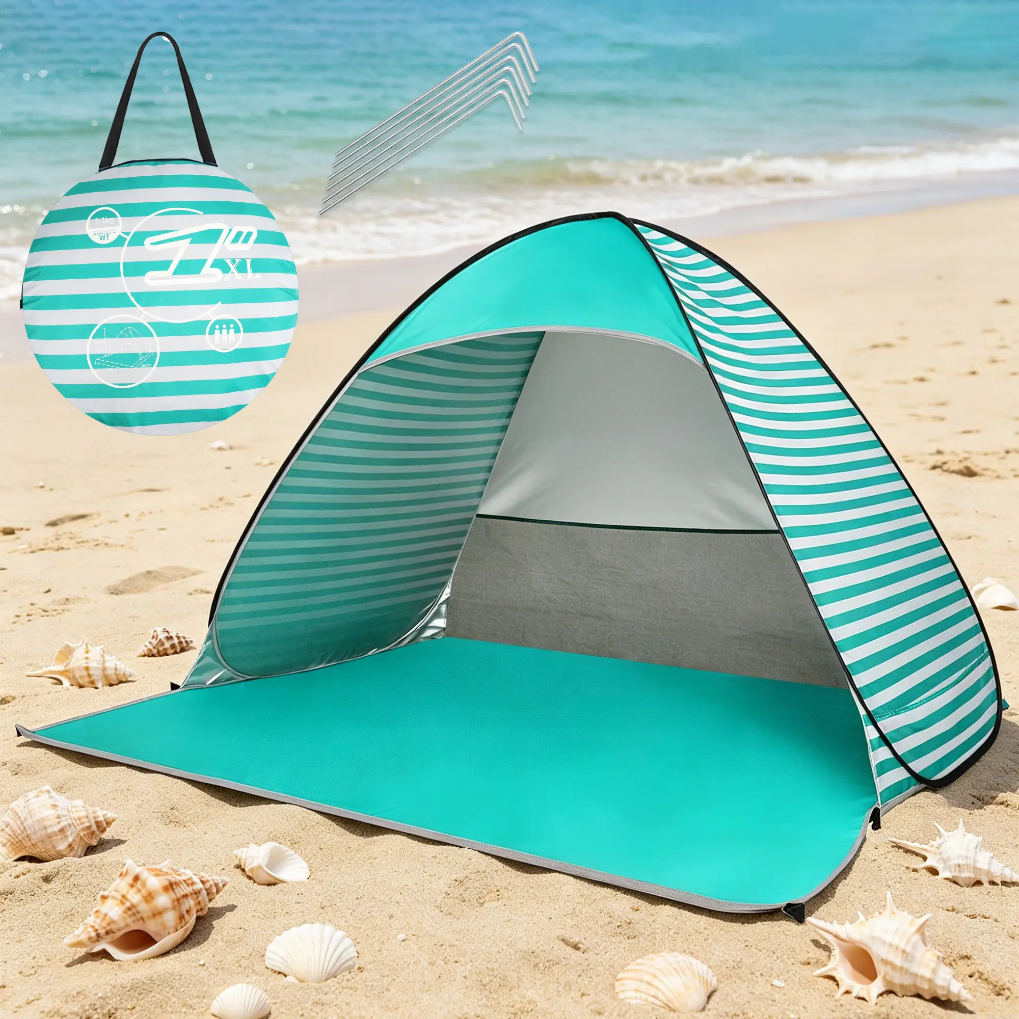 Lpxpass Pop-Up Beach Tent, 1-4 Person Instant Sun Shelter with UPF 50+ Protection, Portable Outdoor Tent with Zipper Door for Camping, Instant Tent Shelter