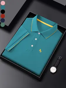Men's Regular Fit Polo Shirt, Casual Short Sleeve Collared Top for Summer, Fashion Men's Clothes for Daily Wear, Gamis, Menswear