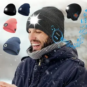 Music Beanie Hat with Lightweight Built-in Stereo Headphones, 1 Count Rechargeable Wireless LED Music Hat, Warm Hat for Men & Women