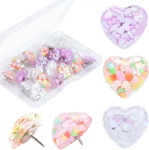 20pcs Heart Glitter Sequins Push Pins Decorative Thumb Tacks for Wall Hangings Bulletin Board Maps Office Wall Reliable Quality Steel Tips Durable Lightweight Eye-Catching Design