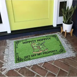 Funny Grumpy Frog "Hippity Hoppity Get Off My Property" Doormat - Soft Absorbent Diatomite Material with 100% Non-Slip Rubber Backing, Machine Washable, Easy to Clean, Suitable for Doorway,Laundry Rooms, Bathrooms, Kitchens, Living Rooms and Corridors