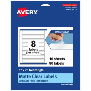 Avery Matte Clear Labels,  1" x 7" Rectangle