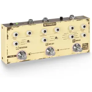 STRICH TV-G Triple Vibe 3-in-1 Multi Effects Guitar Pedal, 9 Overdrive 3 Reverb 3 Delay, Vintage, TAP Tempo Reverb Freeze Stereo Noise Reduction Portable Guitar Effects Pedal