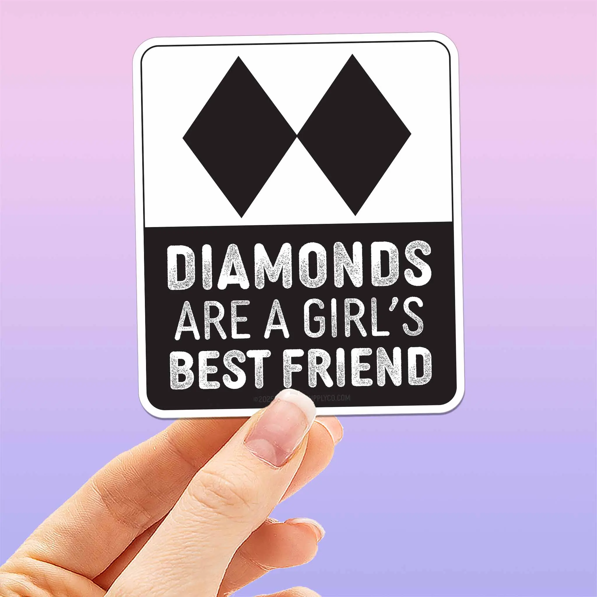 Diamonds are a Girl's Best Friend Skiing Sticker