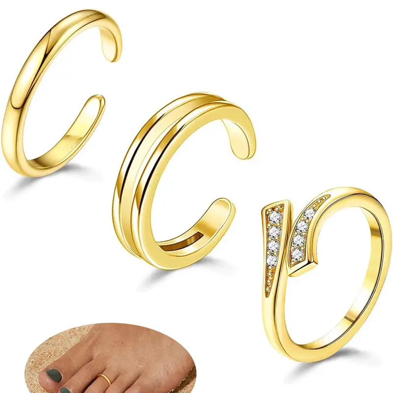 Women's Elegant Rhinestone Decorated Toe Ring, Fashionable Toe Jewelry for Beach Vacation, Casual Trendy Body Jewelry for Women & Girls, Trendy Jewellery Accessories, Stacking Ring Set, Stackable Rings