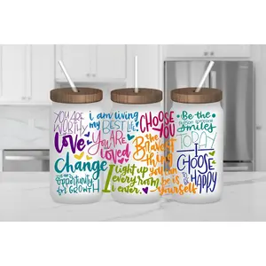 Positivity Sayings - UVDTF Wrap for cups/hard surfaces sticker. Adhesive Vinyl Decal