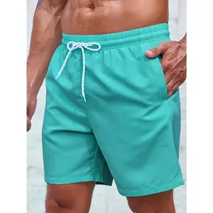 Men'S Light Pink Casual Beach Shorts with Drawstring Waist - Loose Fit, Non-Stretch Fabric, Perfect for Summer Vacations and Poolside Relaxation, Beach Shorts, Vacation Attire, Minimalist Style, Comfortable Fit