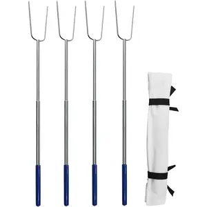 32" Heavy Duty Hot  Roasting Sticks for Campfire, Smores Sticks for Fire Pit Long, Marshmallows Skewers (4 Pack)