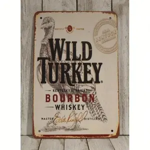Aluminum Wild Turkey Bourbon Sign Decorative Plaque 8x12 Inch Country Style Whiskey Bar Hotel Home Wall Decor