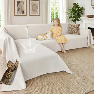 Inovaday Anti-Scratch Sectional Couch Covers for Sofa, 2 Pcs Water Resistant Couch Cover L Shape for Dog & Cat Pet-Friendly Non Slip Washable Sofa Slipcovers