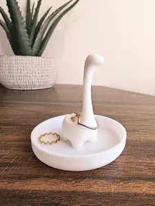 Cute Dinosaur Ring Holder with Dish | 3D Printed | Jewelry Organizer | Minimalist Decor | Gifts for Her | Jewelry Display