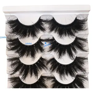 5 Pairs False Eyelashes 25MM Lashes Dramatic Faux 3D Mink Lashes Pack Long Thick Volume Criss-Crossed Soft False Lashes 5 Pairs Multipack