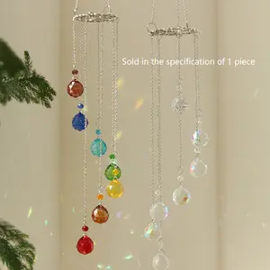 1PC Rainbow Suncatcher Crystal Sun Catcher, Colorful Prism Wind Chime, Garden Suncatchers for Windows, Outdoor Stained Glass Decor