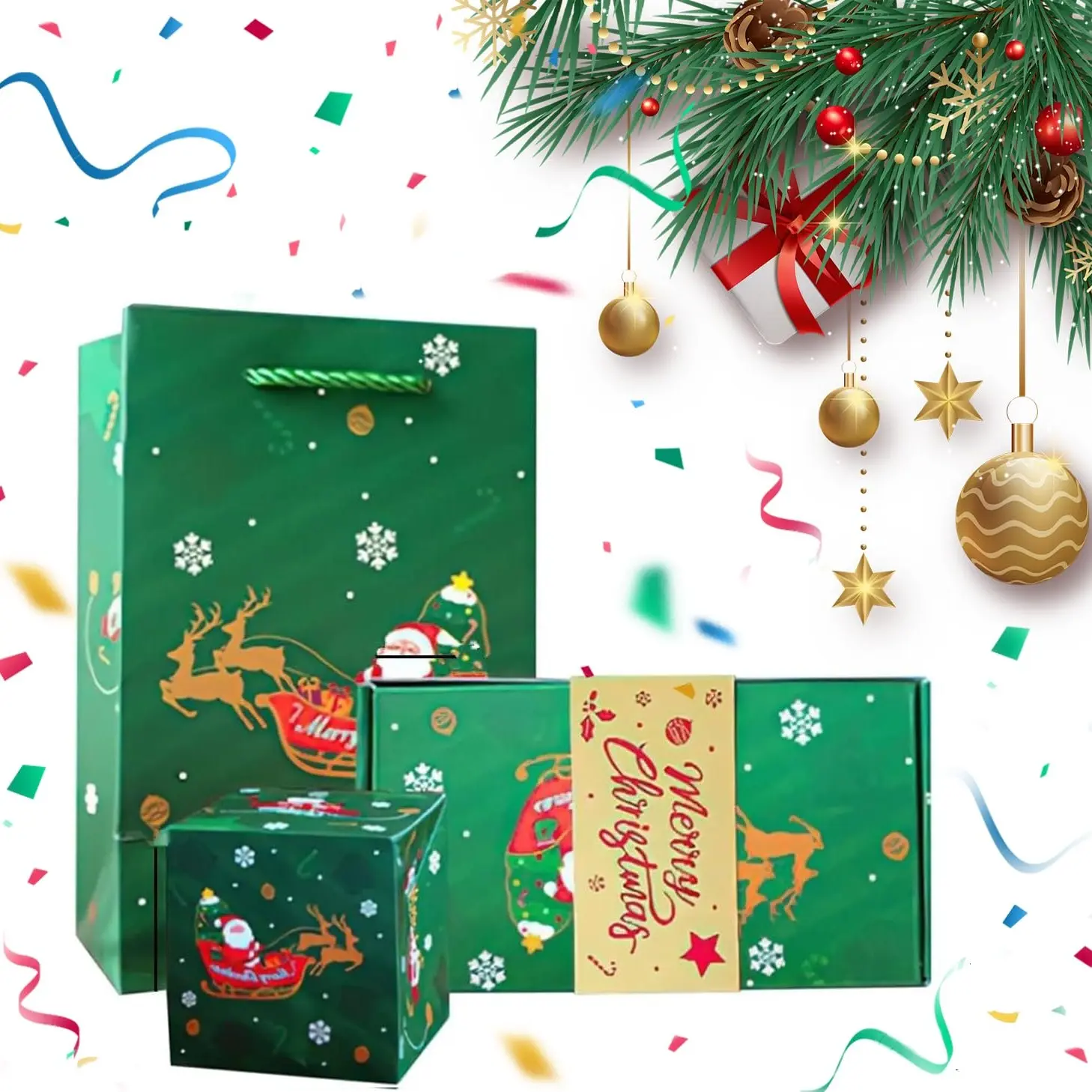 Christmas Green Explosion Cash Gift Box - Folding Bouncing Envelope with Color Paper, 12 Bounces Creative Design, Perfect for Valentine's Day, Anniversary & Birthday Surprise Gifts