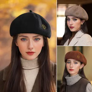 1pc Women'S Lightweight Beret Hat with "NY" Letter Embroidery - Stylish Black & Brown, Elastic Fit for Outdoor Activities, Parties, and Casual Attire, Perfect for Hiking, Casual Headwear |       Stylish Beret |       Lightweight Hat