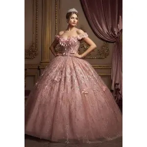 Sweet 16 Birthday Party Dress in Rose Gold Style Ball Gown