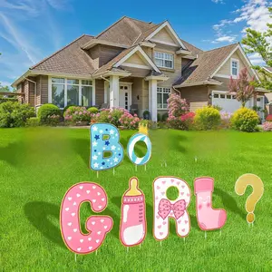 AerWo 11 Pcs Gender Reveal Decorations Baby Shower Yard Signs with Stakes Waterproof Sturdy Lawn Signs for Boy or Girl Reveal Party Supplies