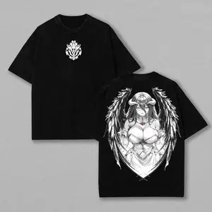 Albedo Overlord Vintage Tee – Washed Oversize Anime Graphic T-Shirt | Limited Edition for Anime Fans. Oversized Clothes