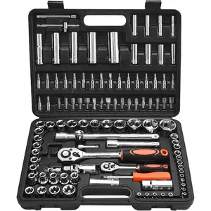 VEVOR Socket Set, 76 Pieces, 3/8 inch Drive Socket and Ratchet Set, SAE and Metric, Deep and Shallow, Mechanic Tool Kit with Accessories and Storage Case, CR-V Alloy Steel, for Automotive RepairVEVOR Super Brand Day
