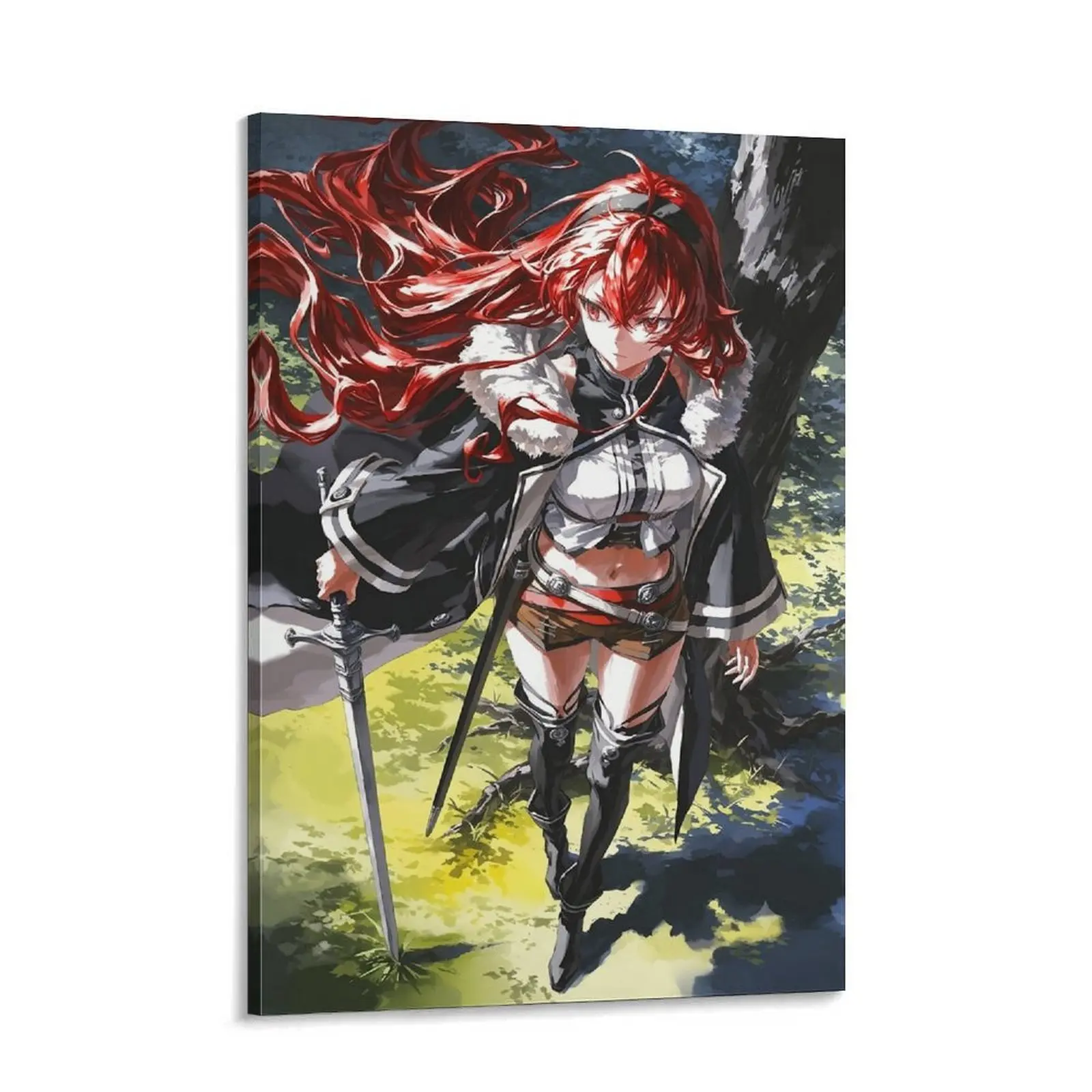 Mushoku Tensei Eris Boreas GreyratPoster Cool Anime Girl Warrior Canvas Print - Red Hair Sword Fighter Aesthetic Wall Decor - Fantasy Adventure Poster Art Gift for Gamers & Anime Fans