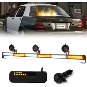 Xprite 35" COB LED Emergency Traffic Advisor Strobe Chase Light Bar, Safety Warning Rear Window/Deck/Dash Flashing Directional Lightbar for Construction Vehicles Tow Trucks, White Amber