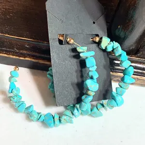 Turquoise Rock Hoop Earrings for Women, Fashion Accessories