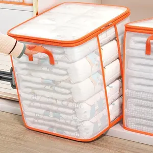Waterproof Transparent PVC Storage Bag, Large Capacity Cube Organizer, Simple Home Use Quilt Clothes Sorting Bag, Durable and Practical