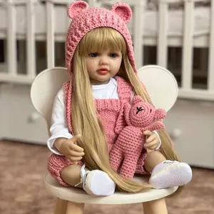 22 Inch Lifelike Reborn Doll Full Soft Vinyl Body with Teddy Bear Perfect Birthday Gift for Children Realistic Touch & Safety Certified ASTM F963