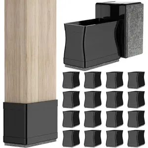 3/4" x 1 1/2" Rectangle Chair Leg Protectors for Hardwood Floors, Silicone Covers to Protect Wood Tile Floors Pads Furniture Leg Caps Reduce Noise. Easy to Move. 16PCS Black.