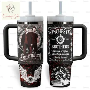 Supernatural Winchester Brothers Tennessee Whiskey TV Series 40 oz Tumbler With Handle