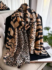 Leopard Print Scarf, Fashionable Soft Lightweight Shawl for Women & Men, Casual Versatile Scarf for All Seasons