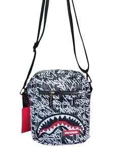 SG Graffiti Shark Pattern Crossbody Bag, Casual and Stylish Shoulder Bag for Men and Women