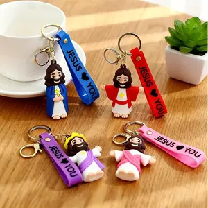 2pcs Nemi Jesus Cartoon Keychain Mini Doll Design, Christian Exclusive Faith Accessories, Devotional Blessings Lucky Protection Gift, Women Exclusive Keyring Bag Car Ornament, Love Memorial Christmas New Year Festival Present Multi-scene Use