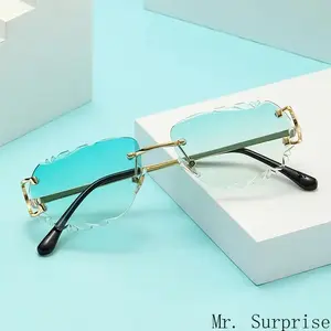Unisex Retro Sunglasses - High-End Borderless Frames, UV400 Irregular Cut Anti-Ultraviolet Lenses, Aesthetic Men's Sunglasses for Men and Women