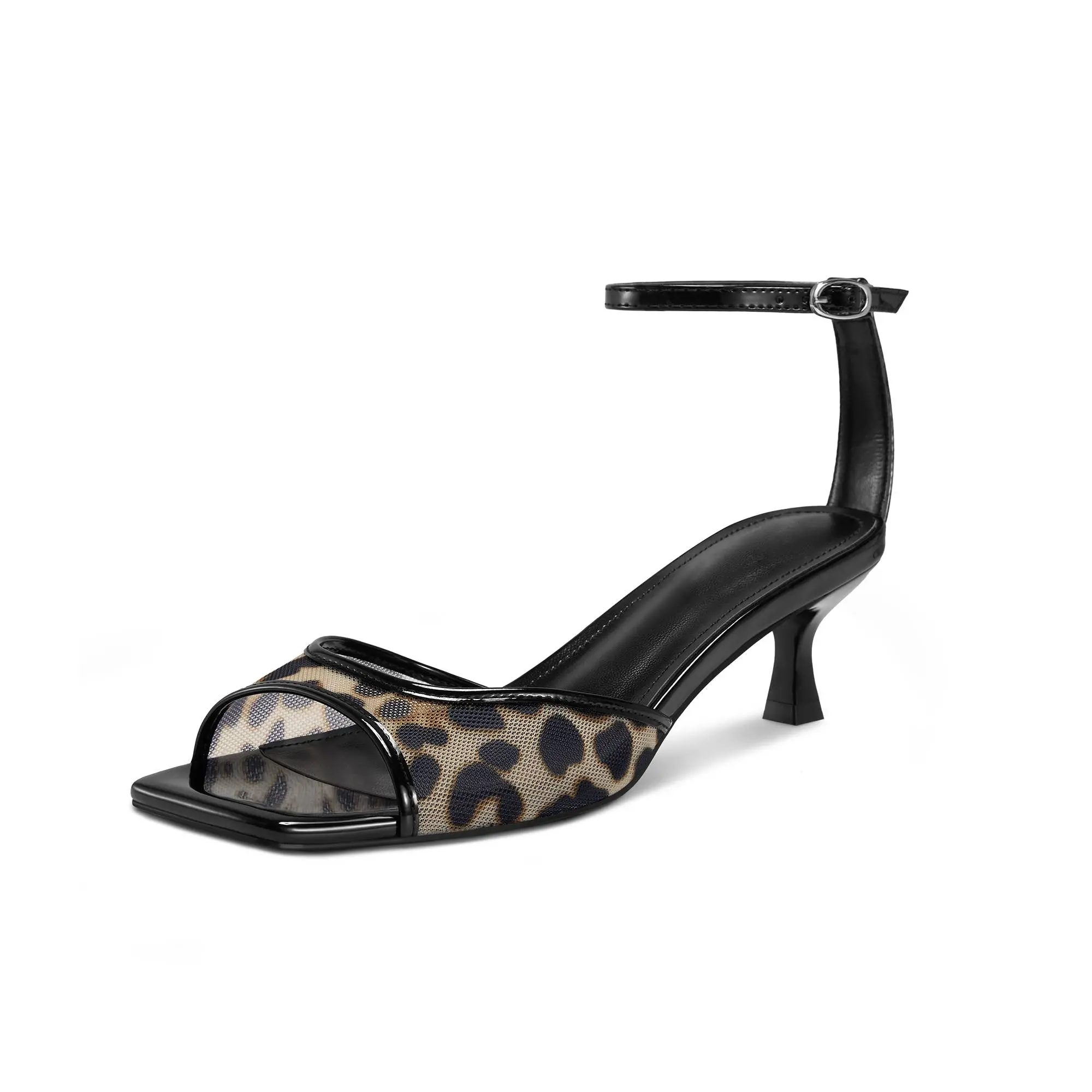 Womens Leopard Print Mesh Kitten Heels Sandals Square Toe Low Heels Ankle Buckle Strap Comfort Summer Dress Shoes for Casual & Formal Occasions - Footwear, Girl #WeeklyDeals #tiktokshopbacktoschool #tiktokshopsummersale #outdoorfun