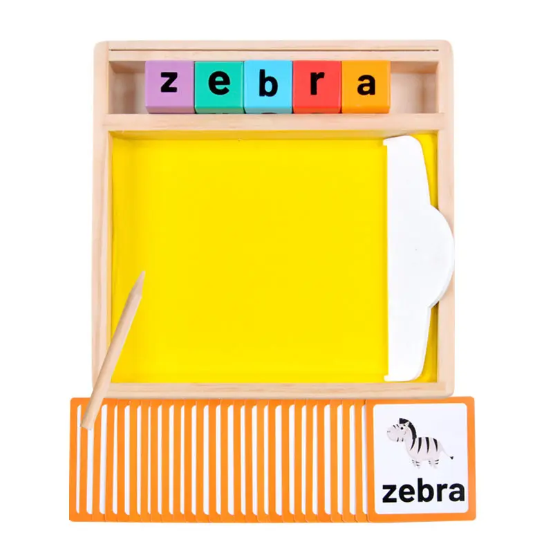 Unisex Montessori Natural Wood Sand Writing Tray for Toddlers, Grooved Language Toy with 1 Pack Natural Sand, 1 Alphabet Block Set, Word Flashcards, Easy Phonics Spelling Game, Holiday & Birthday Gift Idea for Preschoolers