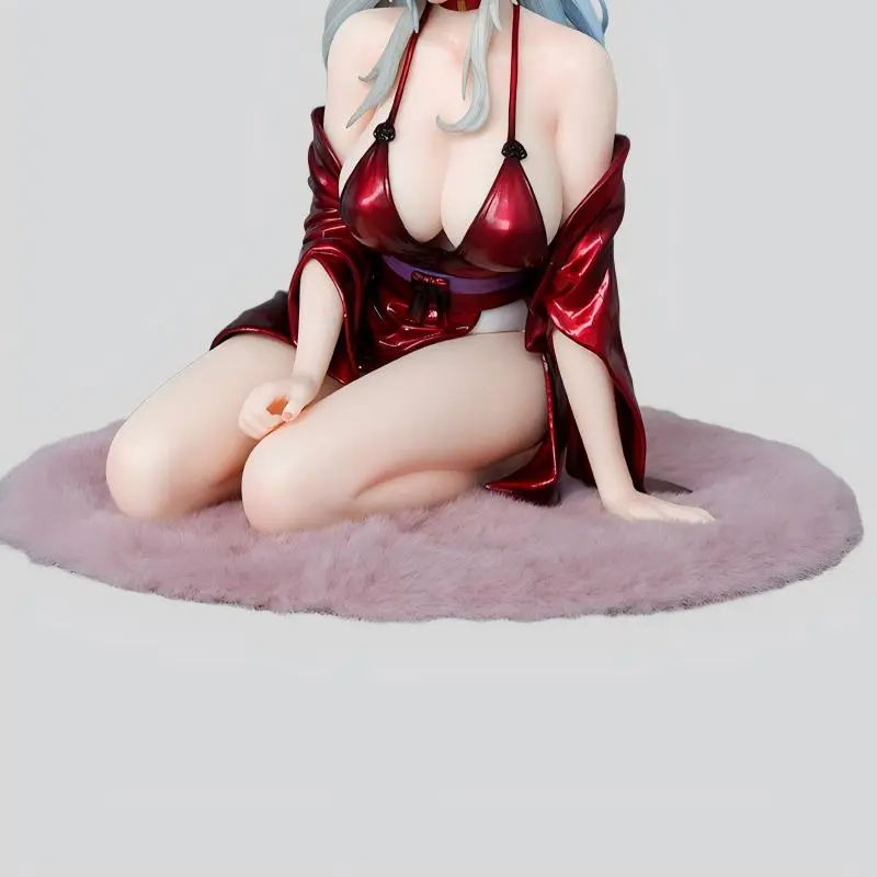 Highly Detailed Anime Demon Horn Figure, Red Kimono Kneeling PVC Collectible, Desk Decor, Unique Fan Gift, Otaku Anime Toy, Manga Character Statue, Limited Edition Anime Collectible, Cosplay Figure, Holiday & Birthday Gift