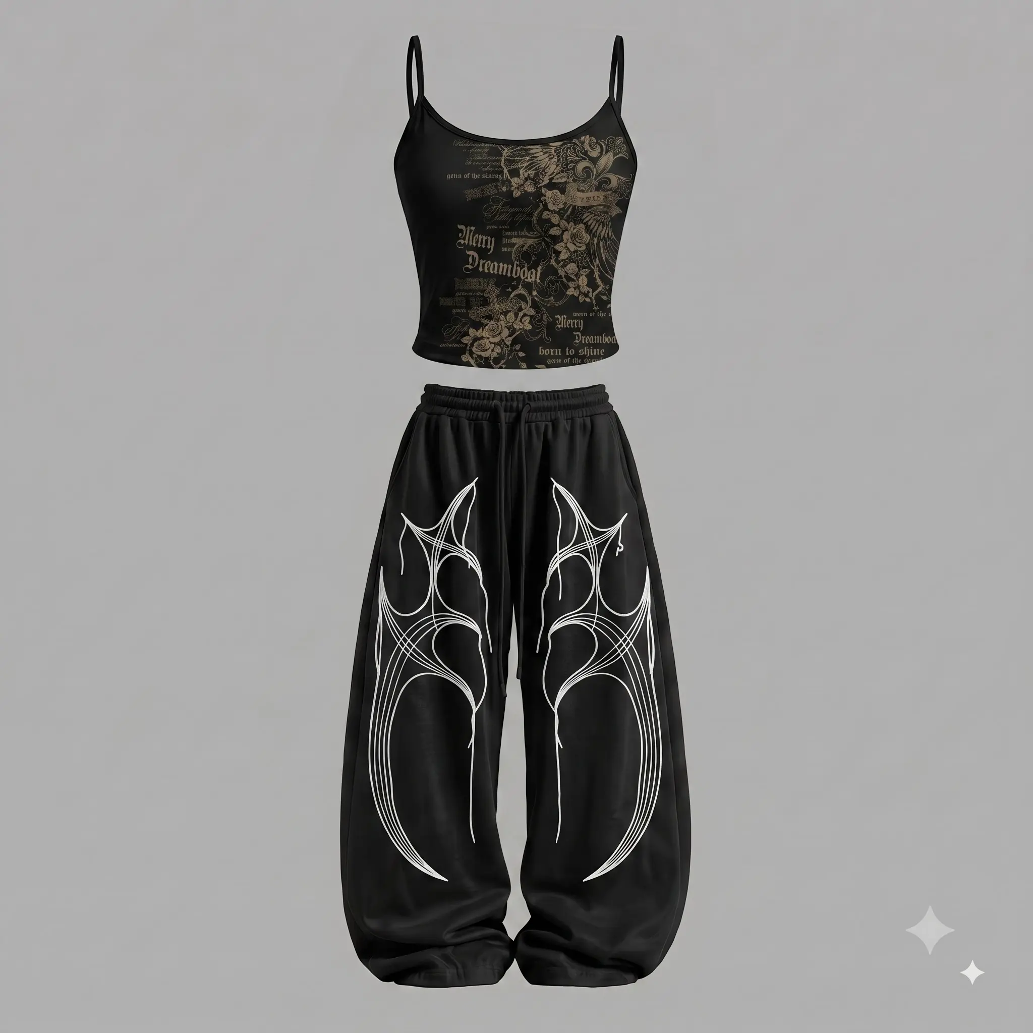 Women's Y2K Vintage Graphic Cami Top | Gothic Floral Letter Print Cami Top Sleeveless Summer Crop Tank