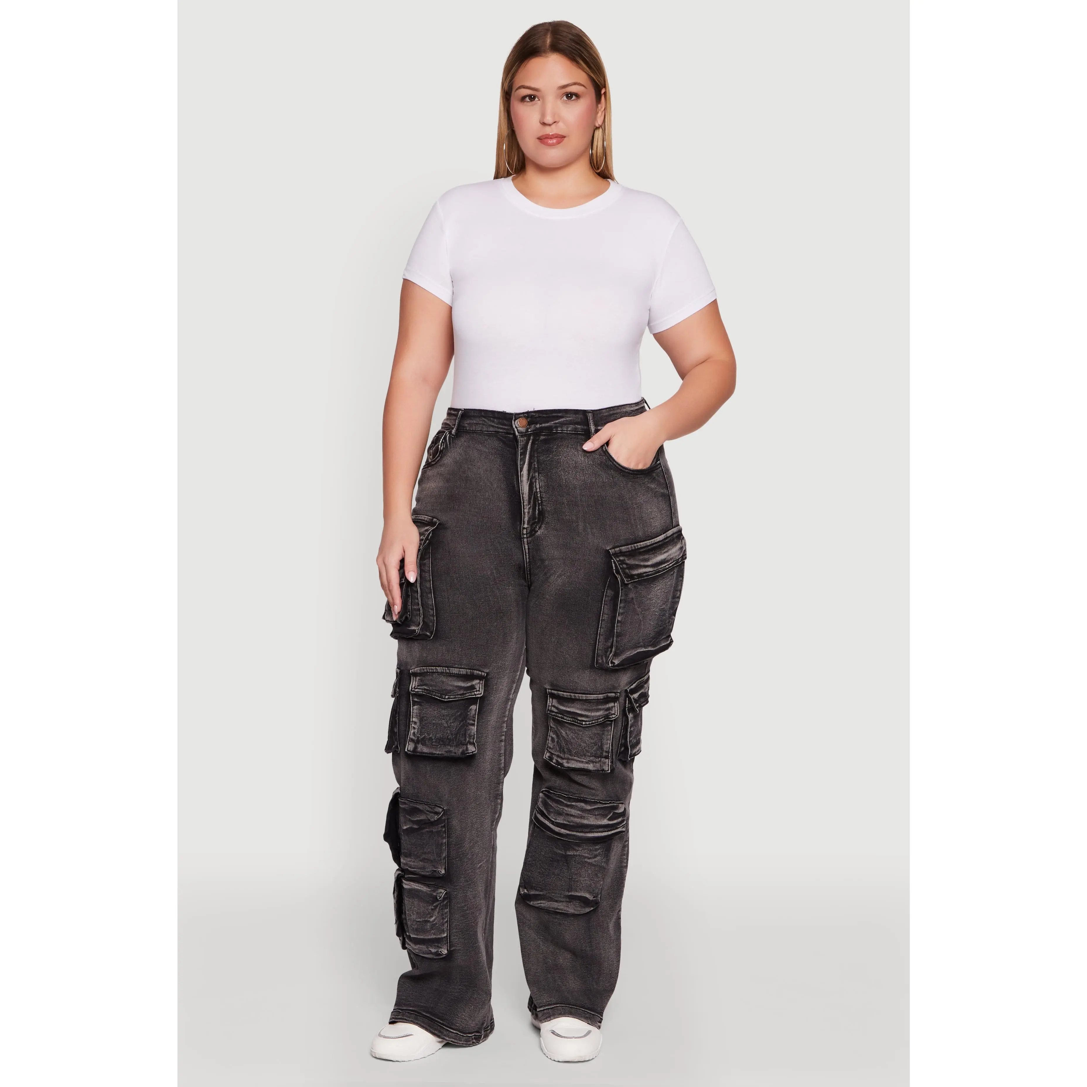 Plus Size Straight Leg Utility Jeans