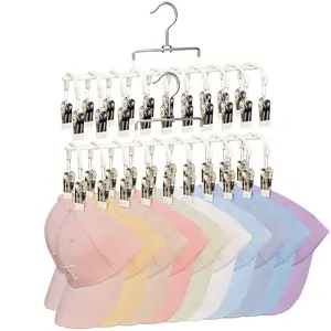 HOUCOC Stainless Steel Clothes Drying Rack Windproof Multifunctional Anti-Slip Laundry Hanger for Socks Underwear Baseball caps Skinny pants with 20 Clips Space Saving Closet Organizers and Storage Hangable mothersdaygift
