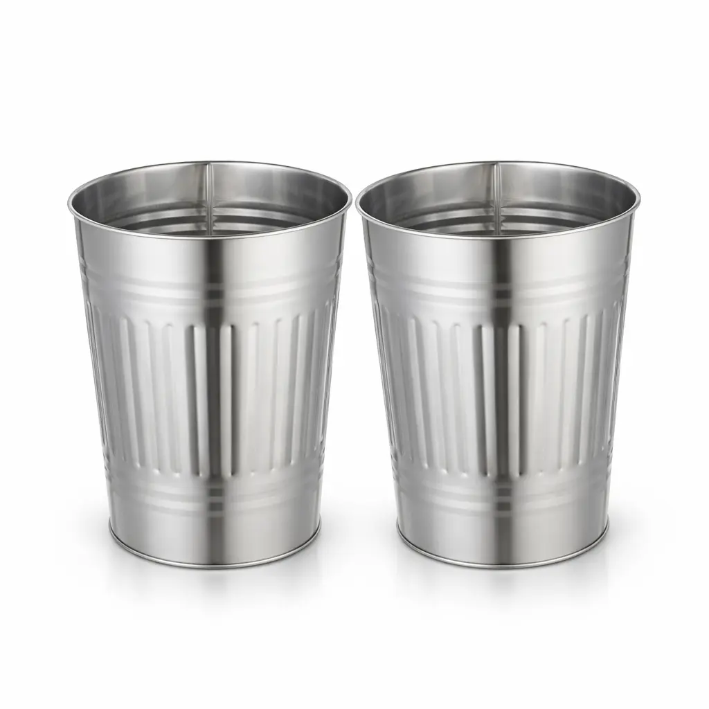 Home Zone Living 2-Pack 3-Gallon Compact Rectangular Open Top Stainless Steel Wastebasket, Matte Silver DEHP-Free Bins with Trash Bags, Tightspace Fit, Modern Look for Bathroom, Office Home Supplies
