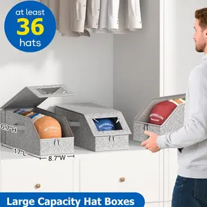 1/2/3pcs Stackable Hat Organizer for Baseball Caps, Holds up to 12 Caps in 1 Hat Box, Sturdy Cap Storage for Closet with Cardboard, cap storage box