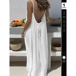 2026Women's Solid Color Cami Lounge Dress Elegant Sleeveless Long Dress for All Season ,Ladies Sleepwear for Indoor Wear（sneakers）