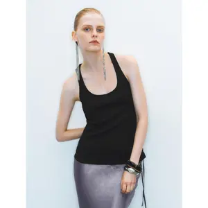 URBAN REVIVO 2026 Spring New Arrival Women's Trendy Streetwear Patchwork Buckle Sleeveless Tank Top  Halter Neck Tank Tops WomensWear UWJ450096