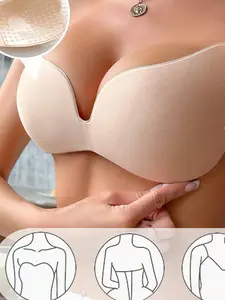 Summer Backless Self-Adhesive Bra for Women, Push-Up & Invisible & Strapless & Breathable & Anti-Sag & Elegant & Chic & Fit, Suitable for Wedding Dress & Pool